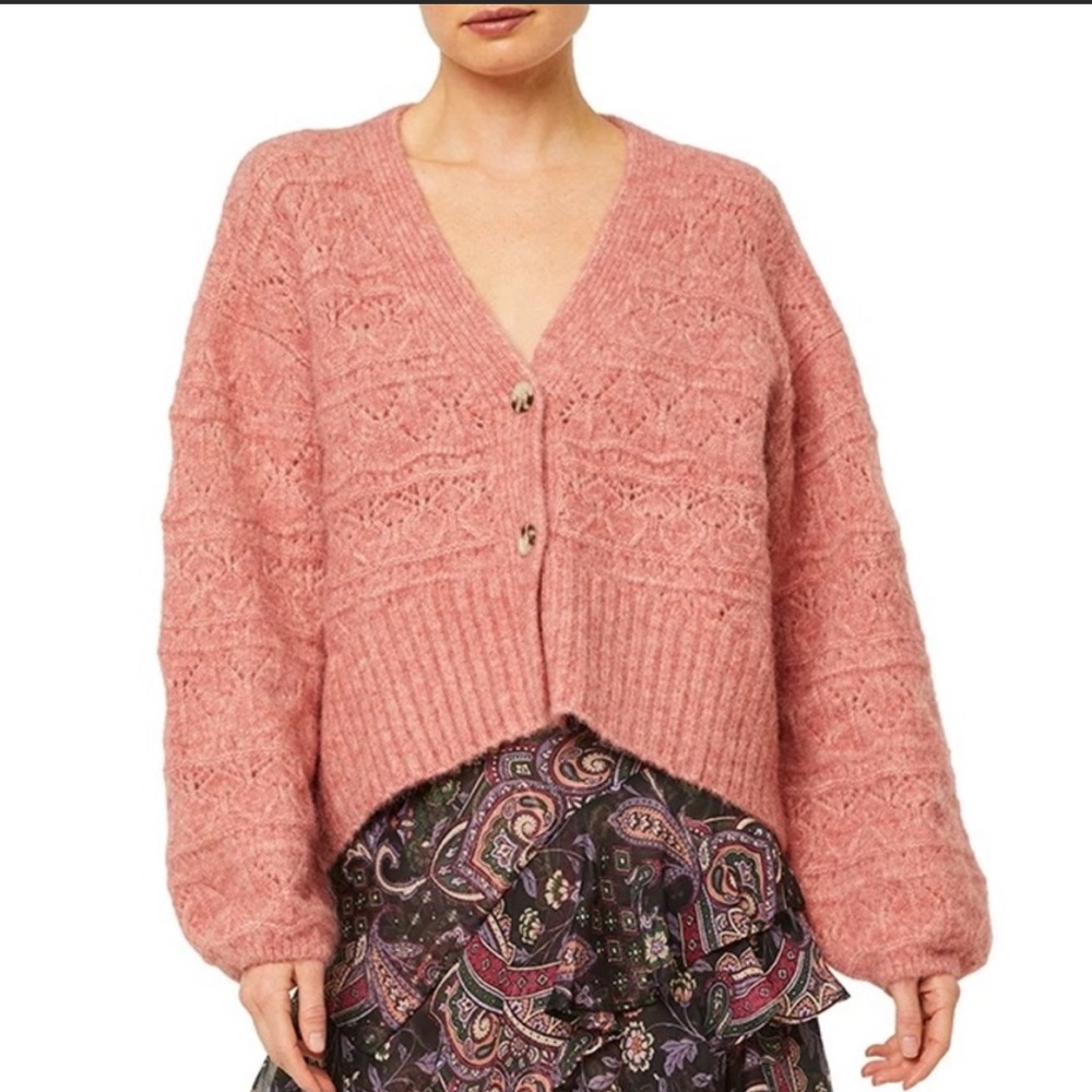 MISA los Angeles Drew Alpaca Blend pink cardigan